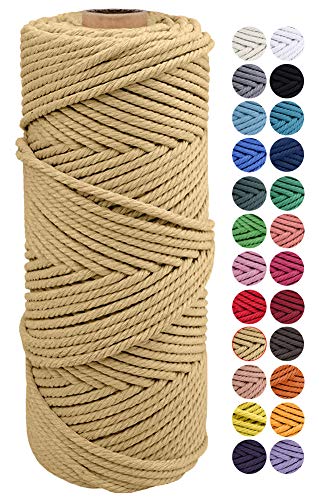 JeogYong Naturliches Baumwolle Garn, Natürlich Baumwollgarn Makramee-Seil Weiches Baumwoll-Seil, zum Wandbehänge, Pflanzenhalter, Basteln, Heimtextilien, Geschenkverpackung 2mm x 100m (Kaffee) von JeogYong