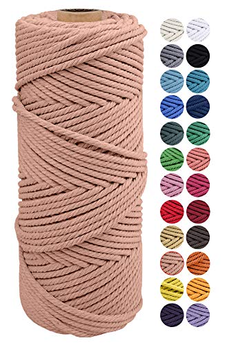 JeogYong Naturliches Baumwolle Garn, Natürlich Baumwollgarn Makramee-Seil Weiches Baumwoll-Seil, zum Wandbehänge, Pflanzenhalter, Basteln, Heimtextilien, Geschenkverpackung 2mm x 100m (Ziegelrot) von JeogYong