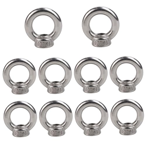 Augenmutter, 10 -pcs -Hebebrücken, M10 304 Edelstahlmutter mit metallischem Glanz für leichte Hebe- und Tragaktivitäten Augenmutter, 10 -pcs -Hebebrücken, M10 304 Edelstahlmutter mit metallischem Glanz für leichte Hebe- und Tragaktivitäten von Jeorywoet