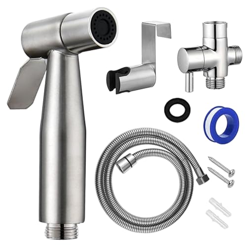 Bidet Sprayer, Toilettenbidet -Sprühgerät, Wandhalterung Edelstahl Handheld mit Schlauch und Halter, Badezimmerzubehör für Küche und Toilettenreinigung Bidet Sprayer, Toilettenbidet -Sprühgerät, Wandhalterung Edelstahl Handheld mit Schlauch und Halter, Badezimmerzubehör für Küche und Toilettenreinigung von Jeorywoet