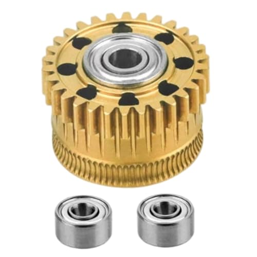 Dual Gear Extruder, K2 Plus Extruder -Ausrüstung, Goldmetallantrieb mit Beschichtung und perforiert für K2 Plus 3D -Druckerzubehör -Teile von Jeorywoet