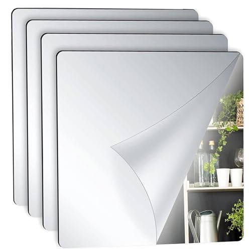 Jeorywoet 4 PCs kleben auf Spiegel für Wände 8'x8 '' sicherer Nicht-Glas-Acrylspiegelblech Flexibler Stick auf Spiegelfliesen klare Reflexionsaufkleber für Wand, Schlafzimmer, Selbstkleber Jeorywoet 4 PCs kleben auf Spiegel für Wände 8'x8 '' sicherer Nicht-Glas-Acrylspiegelblech Flexibler Stick auf Spiegelfliesen klare Reflexionsaufkleber für Wand, Schlafzimmer, Selbstkleber von Jeorywoet
