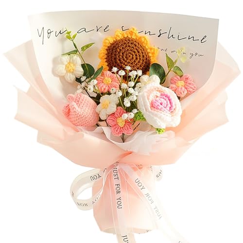 Jeorywoet Blumenstrauß, Häkelblumenstrauß 13, 8 Zoll Häkel Sonnenblumen und Rosengestricke Blumen zum Geburtstag Valentinstag Jubiläumsabschluss Muttertag, Blume, Blume von Jeorywoet
