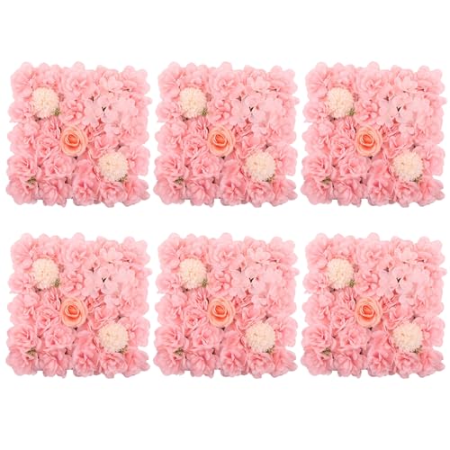 Jeorywoet Blumenwanddekor, 6pcs Blumenwandpaneel 14x14 Zoll 3D künstliche Seidenblume Hintergrund Elegante Hortensie Rose Daisy für Foto Hintergrund Home Party Hochzeit, Panels von Jeorywoet