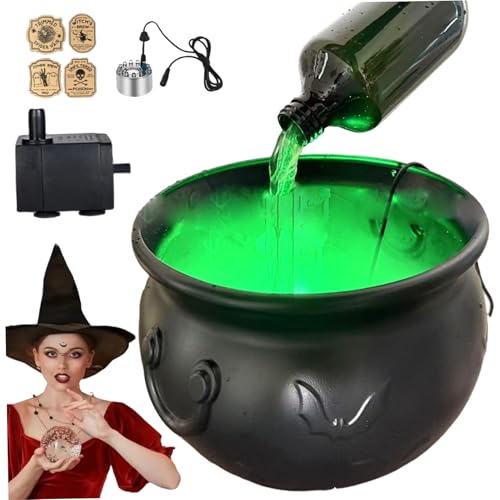 Jeorywoet Cauldron Bowl, Hexenkessel, 10 Zoll Plastiktopf mit magischem grünem Wasserfarbstoff und Sprühgerät, Halloween -Süßigkeitenschale für Home & Veranda Dekoration, Plastik von Jeorywoet