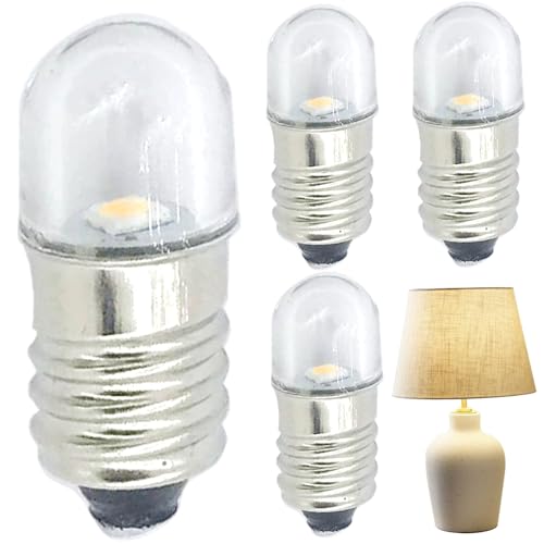 Jeorywoet E10 -Glühbirne, E10 LED -Glühbirne 4PCS 1x0.4in 6500K 3V Ersatz durch transparente Abdeckung für Taschenlampe, LED -Schild, Lampe, leichter Blauch von Jeorywoet