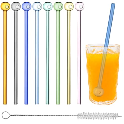 Jeorywoet Glasstrohhalme zerschmetterte resistent, 8pcs Glas Stroh von Jeorywoet