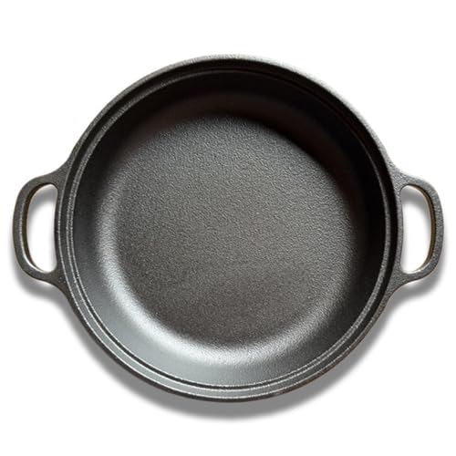 Jeorywoet Gusseisenpfanne, Gusseisenpfanne, 22 cm runde Nicht-Schicht-Pfanne mit 2 Griffen für Gas, Elektro, Induktion und Ofen, flache Oberfläche, Braten von Jeorywoet