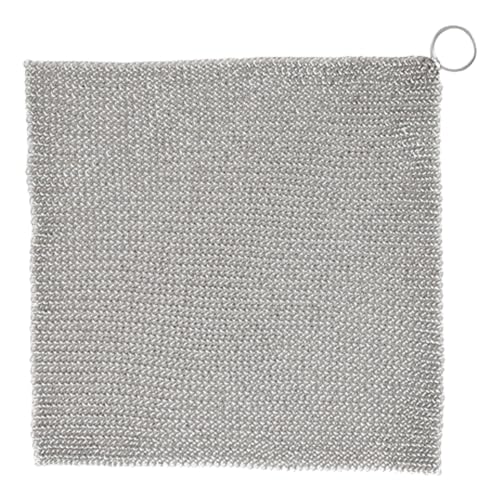 Jeorywoet Gusseisenreiniger Nicht-Kratzer Edelstahl-Scorer 20x20 cm Nicht-Schicht Oil Chainmail Scrubber für Küchen Pfandertopf Gridles Leletten Kochgeschirr, Gusseisenreiniger von Jeorywoet