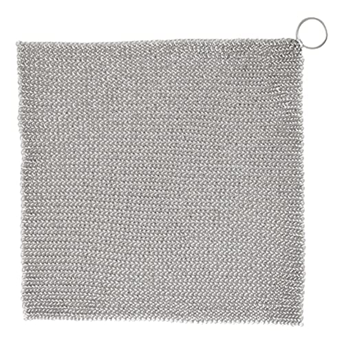Jeorywoet Gusseisenreiniger Nicht-Kratzer Edelstahl Scourer 20x20 cm Non-Stick Oil Chainmail Scrubber für Küchen Pfandertopf-Gitterpfanne Kochgeschirr, Kochgeschirrreiniger von Jeorywoet