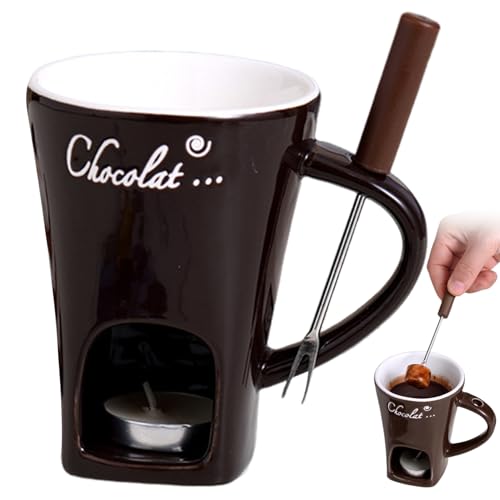 Jeorywoet Käsefondue, Schokoladenfondue Tasse mit Gabel 6, 8oz hohlen Keramikkäse Becher Easy Clean Griff Mini Set mit Gabelloch zum Schmelzenschokolade, Mini -Set Jeorywoet Käsefondue, Schokoladenfondue Tasse mit Gabel 6, 8oz hohlen Keramikkäse Becher Easy Clean Griff Mini Set mit Gabelloch zum Schmelzenschokolade, Mini -Set von Jeorywoet