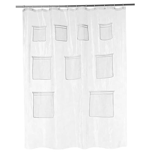 Jeorywoet Klarer Duschvorhang, Duschvorhang mit 9-Mesh-Taschen 71x71 PVC Klar mit rostresistenten Garten und Haken wasserdichtem Stoff für die Küche zu Hause Jeorywoet Klarer Duschvorhang, Duschvorhang mit 9-Mesh-Taschen 71x71 PVC Klar mit rostresistenten Garten und Haken wasserdichtem Stoff für die Küche zu Hause von Jeorywoet