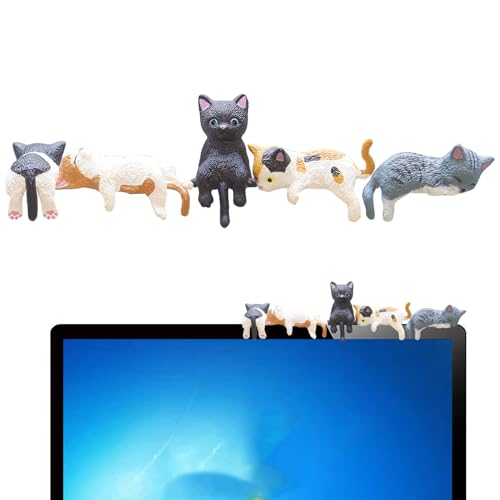 Jeorywoet Mini -Katzen -Figuren, 5pcs PVC Computer Monitor Dekor, realistische niedliche Katzenfiguren für Home Office Car Decor, Mini -Figuren von Jeorywoet