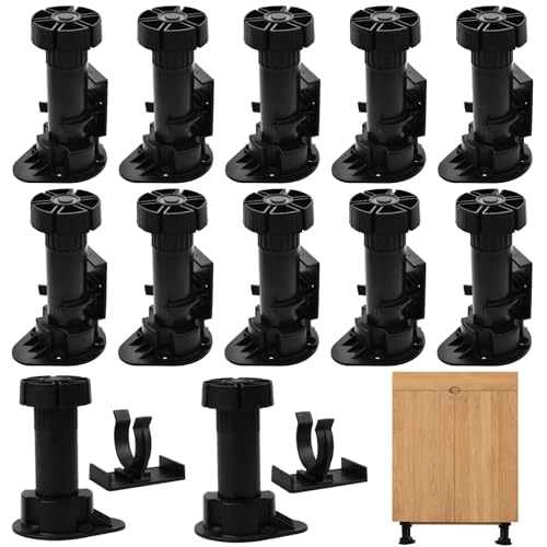 Jeorywoet Schrankbeine, verstellbare Schrankbeine 12PCS Plastikstufe 95-145 mm einstellbare Möbel für Sofa, Couch, Stuhl für Zuhause von Jeorywoet