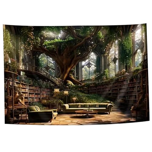 Jeorywoet Vintage Tapestry, Fantasy-Wandteppich 79x59 Zoll Vintage Mysterious Tree Library Wall-montiertes Bücherregal für Wohnzimmer Schlafzimmer Büro, Bibliothek Jeorywoet Vintage Tapestry, Fantasy-Wandteppich 79x59 Zoll Vintage Mysterious Tree Library Wall-montiertes Bücherregal für Wohnzimmer Schlafzimmer Büro, Bibliothek von Jeorywoet