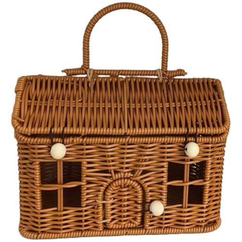 Jeorywoet Weidengartenkorb, Gartenerntekorb, 9x6x5, 5 Zoll Hausform PP Rattan Picknick mit Deckel & Handle, Knopfverschluss Weidenkoffer zum Organisieren, Lagerung, Picknick Jeorywoet Weidengartenkorb, Gartenerntekorb, 9x6x5, 5 Zoll Hausform PP Rattan Picknick mit Deckel & Handle, Knopfverschluss Weidenkoffer zum Organisieren, Lagerung, Picknick von Jeorywoet