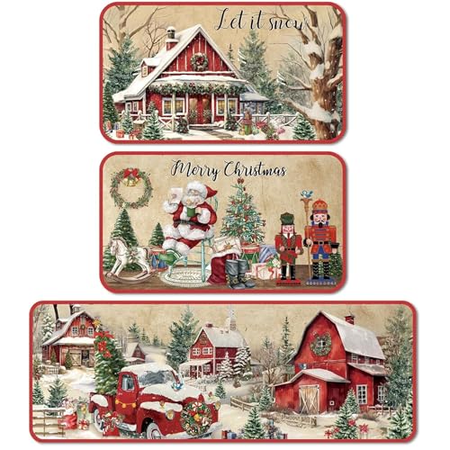 Jeorywoet Weihnachtsküchenmatte, Weihnachtskitchenteppiche, 3pcs/Set 47x16 & 24x16 Santa Claus Matte, weiche absorbierende Teppiche, Nicht schlupfbar für Zuhause Jeorywoet Weihnachtsküchenmatte, Weihnachtskitchenteppiche, 3pcs/Set 47x16 & 24x16 Santa Claus Matte, weiche absorbierende Teppiche, Nicht schlupfbar für Zuhause von Jeorywoet