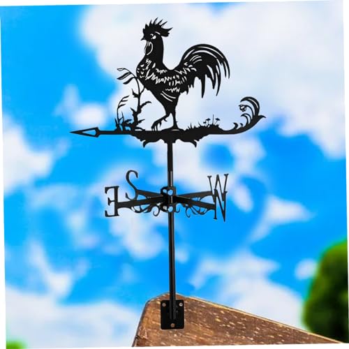 Jeorywoet Wetter Schaufel Hahn Form Eisen Weathervane Dachhalterung Wetter Vane Außenszene Rustikale Hühnergarten Wetter Vane für Schuppen Garten Hof Terrasse Dekor, Windrichtungsindikator von Jeorywoet