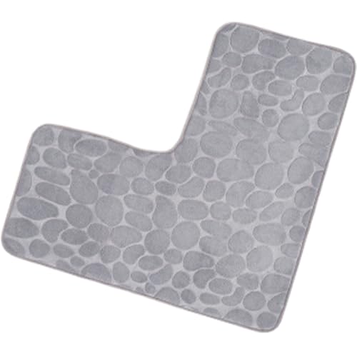 L-förmige Badmatte Marmor-strukturierte Badenteppiche 31.5x31.5in Absorption Duschteppich nicht rutschfeste Badewanne Teppichmaschine Waschbar minimalistische Badezimmermatte, L-förmige Badematte von Jeorywoet