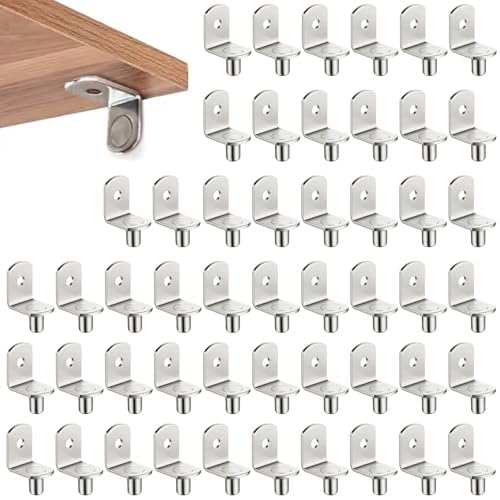 Metallschelfpegs, 50pcs Metallschelfpegs, 5 mm L -Formstütze mit Loch, Nickelschildregale für Küchenbuchhandelschrank von Jeorywoet