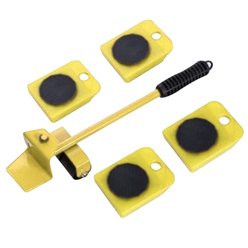 Möbelschieber, Möbelbewegern Sliders Set mit Pry Bar & 4 Heavy Duty Lifter Max für Bewegen, Neugestaltung und neu ordnungsgemäße Wohnraum, Gelb, Gelb von Jeorywoet