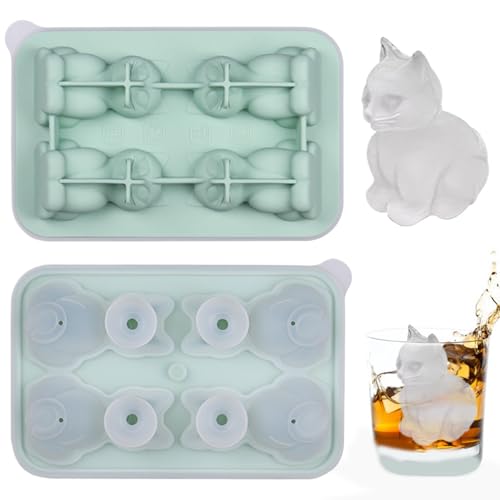 Silikon -Eiswürfelform Katze Formen Whisky -Eiswürfel Form Hitzefeste kleine Würfelschalen wiederverwendbare Tablett mit Deckel 4 Löcher Formen für Whisky -Cocktails, kleine Schalen, Grün Silikon -Eiswürfelform Katze Formen Whisky -Eiswürfel Form Hitzefeste kleine Würfelschalen wiederverwendbare Tablett mit Deckel 4 Löcher Formen für Whisky -Cocktails, kleine Schalen, Grün von Jeorywoet