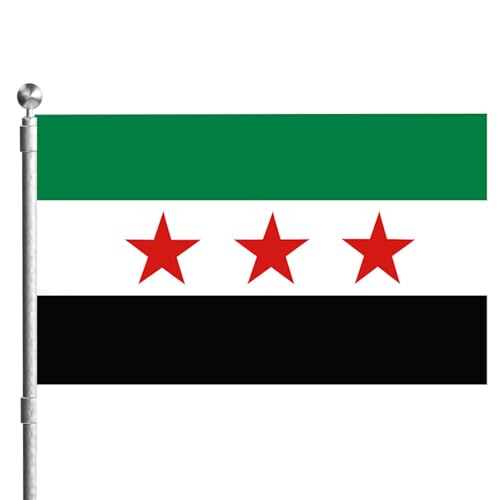 Syrische Flagge, Syrien -Flagge mit Grommet 59x35in Digitaldruck Doppelgenähter syrischer Flag von Jeorywoet