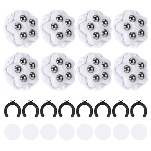 8 Stück Kugelrollen Möbelrollen Rollen für Möbel Möbelroller Lenkrollen Klein, Sselbstklebendes, Universal 360 Moving Wheels mit 5 Stahlkugeln und Bremse, Tragfähigkeit 150kg(Weiß) von Jeqqinuz