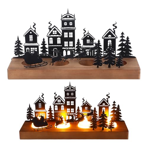 Adventskranz Teelichthalter, Adventskranz Kerzenhalter Kerzenständer Weihnachten Kerzenhalter Stumpenkerzen Mit Holzkerzenständern, Adventsgesteck, Tischdeko Adventsdeko Weihnachtsdeko(B) von Jeqqinuz