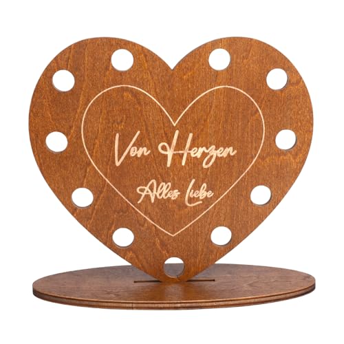 Geldgeschenke Hochzeitsgeschenke Für Brautpaar Geschenk Hochzeit Geld, Hölzerne Hochzeit Geschenk Geldgeschenke Verpackung Herz für Liebhaber Geburtstag Kerzenhalter Tischdeko von Jeqqinuz