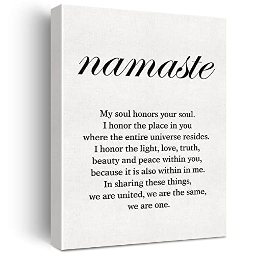 Leinwanddruck mit inspirierendem Zitat, Motiv: Namaste, Definition, positives Yoga, Meditation, Gemälde, Wanddekoration, gerahmt, Geschenk, 30,5 x 38,5 cm von JerLoe