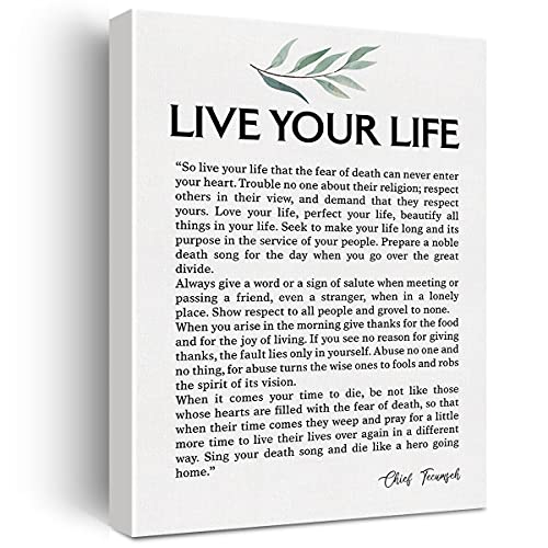 Live Your Life Zitat Leinwand Wandkunst Motivierender Leinwanddruck Positives Leinwandgemälde Büro Zuhause Wanddekoration Gerahmtes Geschenk 30,5 x 38,1 cm von JerLoe