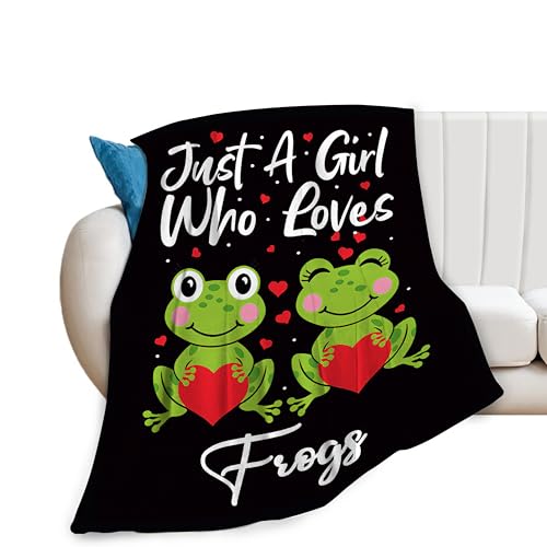 Frösch-Decke für Mädchen, Just Girl Who Loves Tacos, Überwurfdecke, weich, gemütlich, warm, flauschig, Fleece, Frösche, Tiere, Schlafzimmer, Dekoration, Decke, Geschenke für Kinder, Frauen, von Jerkboo