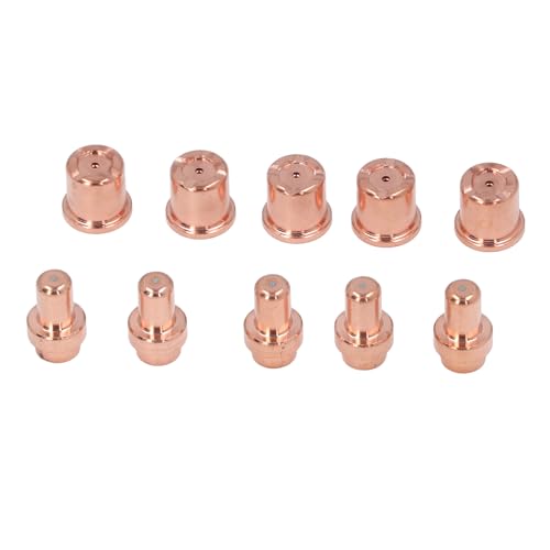 Jerliflyer 10-teiliges Set, Plasmaschneider, Elektrodendüsen-Set, Brenner-Verbrauchsmaterial, Schneidspitzen, Ersatzspitzen, Elektroden, Messing, kompatibel für Trafime t Cb50 von Jerliflyer