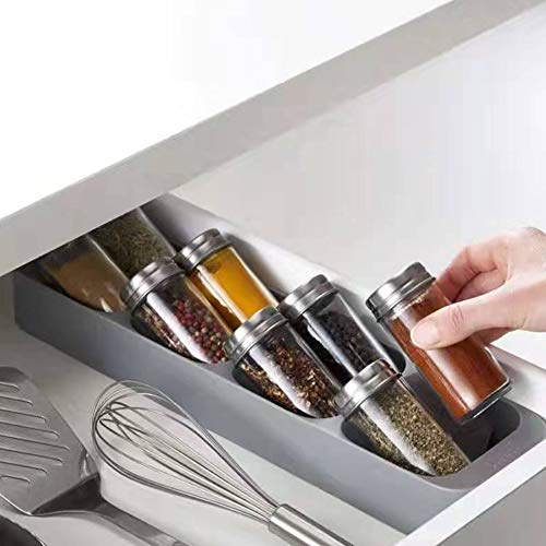 Jerliflyer Gewürzglas-Halter, Schubladenschrank, Gewürzglas, Flaschen-Aufbewahrungsbox, 8 Gitter, Organizer-Halter, Hosehould, Küchenzubehör, Schublade, Gewürz-Organizer von Jerliflyer