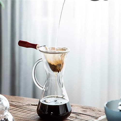 Jerliflyer Kaffeefilter, Handgemachte Cafe Flanell Abwasch Bar Tuch Kaffeefilter Mit Holzgriff üBer Kaffee Dripper GießEn Kaffeetuch Filter Wiederverwendbar Handgefertigt Kaffeefiltersieb (S) von Jerliflyer
