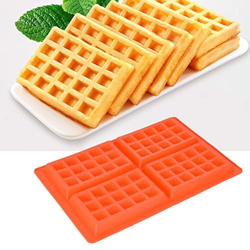 Jerliflyer Silikon-Waffelform, Waffeleisen-Backform für Waffelkuchen, Schokoladenhandwerk, Süßigkeiten, Seifenbacken(4 even square) von Jerliflyer