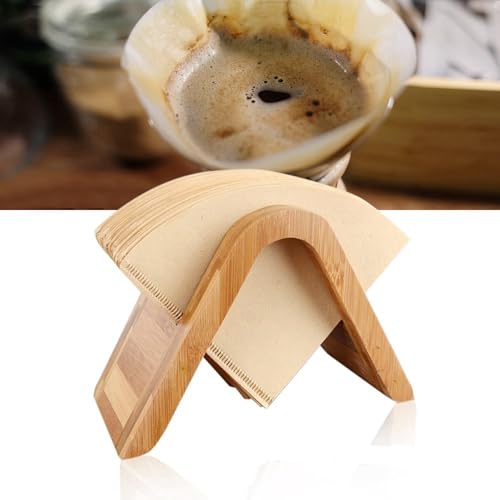 Jerliflyer Kaffeefilterhalter , Filtertütenbehälter aus Bambus Kaffeepapier Aufbewahrungsregal Kaffeefilterpapierbehälter Ständer Filterpapierhalter Fächerförmige Kaffee Filtertütenhalter Filtertüten von Jerliflyer