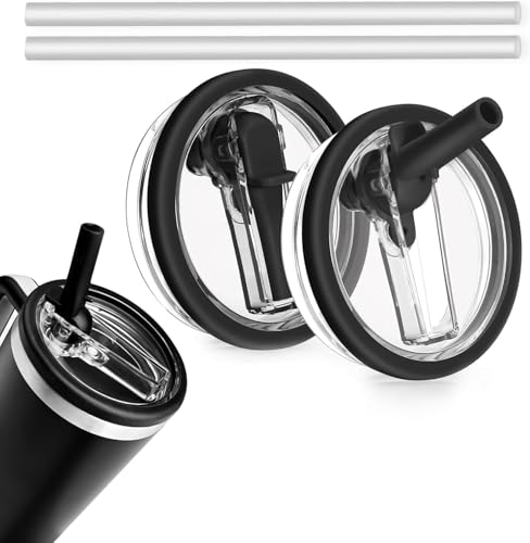 Jeroesja 2er-Set auslaufsicherer Deckel – Unverzichtbares Zubehör für Stanley-Quencher-Besitzer – Flip-Straw mit Dichtung für Stanley Quencher H2.0 40oz (Schwarz) von Jeroesja