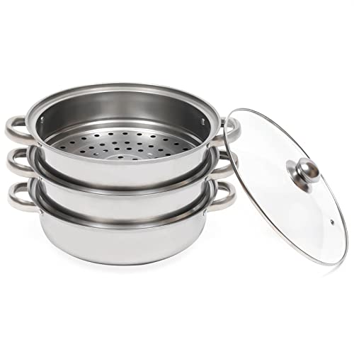 3-layer food steamer Steamer Frying pan Stainless steel Kitchen rice steamer von Jerool