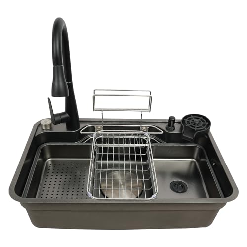 Edelstahl-Küchenspüle, Unterbauspüle mit Abfluss, 75 x 48 cm, Aufsatz-Unterbauspüle, geeignet für Konditoreien und Reinräume von Jerool