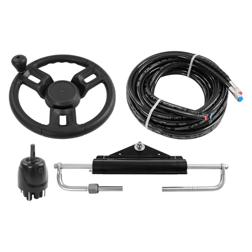 Hydrauliklenkung mit Außenborder-Lenkkit, 150-PS-Hydrauliklenkung, Zweiwege-Sperrzylinder und 8-m-Lenkschlauch, geeignet für Motorboote und Yachten. von Jerool