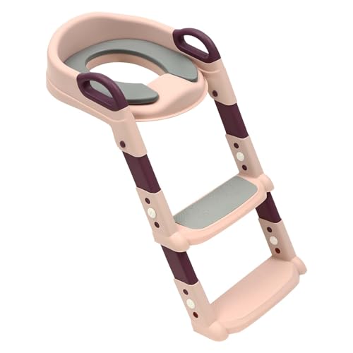 Kinder-Toilettensitz mit Treppe, höhenverstellbare, klappbare Toilettenleiter, 2-in-1-Toilettentrainer mit Treppe, mit Spritzschutz und Griffen, Reisetoilettensitz von Jerool