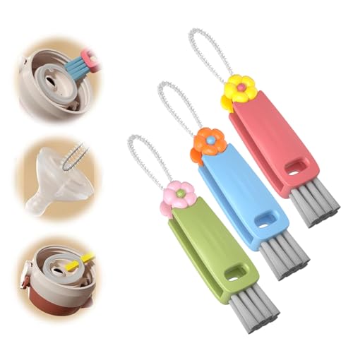 3-in-1-Becherdeckel-Reinigungsbürste, Flaschendeckelbürste, multifunktionale Spaltreinigungsbürste, Wasserflaschen-Reinigungsbürsten-Set, geeignet für Verschiedene Tassen und Flaschen (3PCS) von Jerpsen