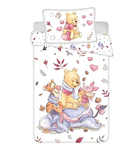 Jerry Fabrics F - Baby-Bettwäsche – Winnie Puuh – 2-teilig – Kinder – Bettbezug – wendbar – 100 x 135 cm – Kissenbezug – 40 x 60 cm Bettwäsche – 100 % Baumwolle von Jerry Fabrics F