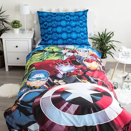 Jerry Fabrics F - Bettwäsche – Avengers – 2-teilig – Kinder – Bettbezug – wendbar – 140 x 200 cm – Kissenbezug – 70 x 90 cm – Bettwäsche – 100 % Baumwolle von Jerry Fabrics F