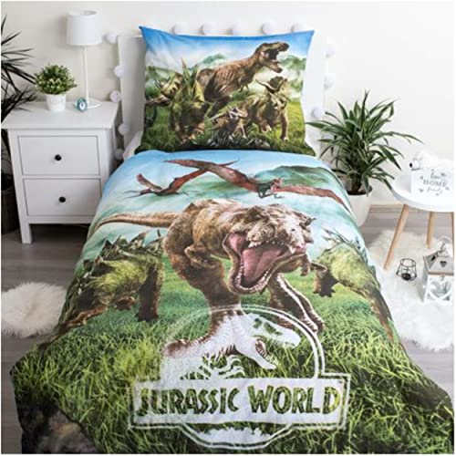 Jerry Fabrics F – Bettwäsche Jurassic World – 2-teilig – Kinder – Bettbezug – wendbar – 140 x 200 cm – Kissenbezug – 70 x 90 cm – 100 % Baumwolle von Jerry Fabrics F