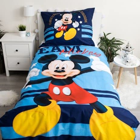 Jerry Fabrics F - Bettwäsche – Mickey Mouse – 2-teilig – Bettbezug – wendbar – 140 x 200 cm – Kissenbezug – 70 x 90 cm – 100 % Polyester von Jerry Fabrics F