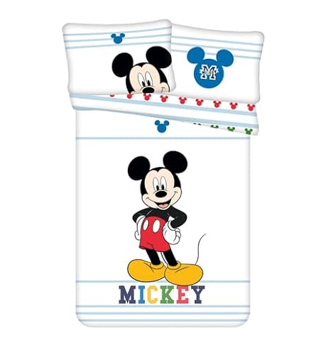 Jerry Fabrics F - Bettwäsche – Mickey Mouse – Disney – 2-teilig – Kinder – Bettbezug Baby – wendbar – 100 x 135 cm – Kissenbezug – 40 x 60 cm Bettwäsche – 100 % Baumwolle von Jerry Fabrics F