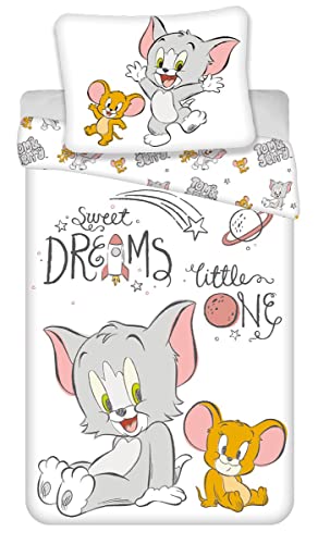 Baby Kinder Bettwäsche Tom und Jerry mit Wendemotiv, Maus und Katze Sweet Little one, Bettdecke 100x135 cm, Kopfkissen 40x60 cm, 100% Baumwolle, Für Jungen und Mädchen von Jerry Fabrics